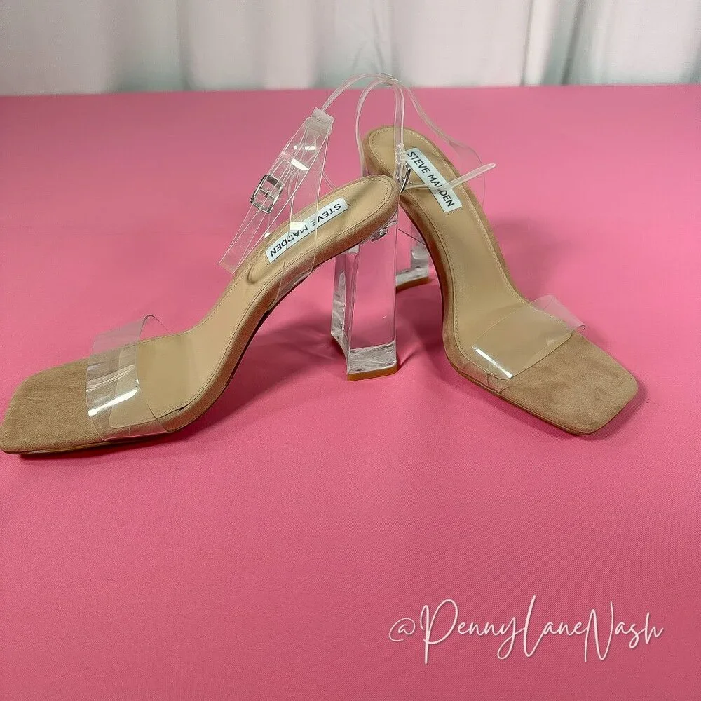 Steve Madden Camille Likewise Clear Heel Sandal Size 7.5M New - Picture 15 of 15